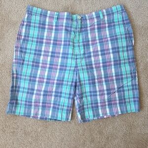 Vineyard Vines Breaker Shorts Mens 38 X 9 Green Plaid Stretch Breathable Comfort